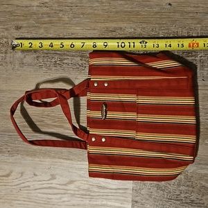 Longaberger Red Stripped Purse Like New